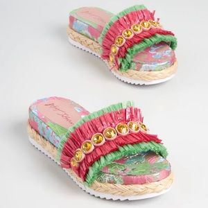Betsey Johnson Vacation Elation Slides in Pink Gems